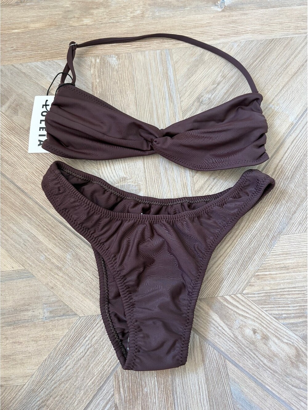 Loleia Californian Cocoa Bandeau Small & Scrunchie Bottoms Medium Beach Vacation
